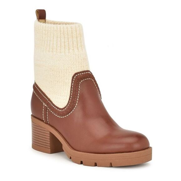 (Z3) NINE WEST Popit casual ankle boots, leather and sock, size 9M - Picture 1 of 10